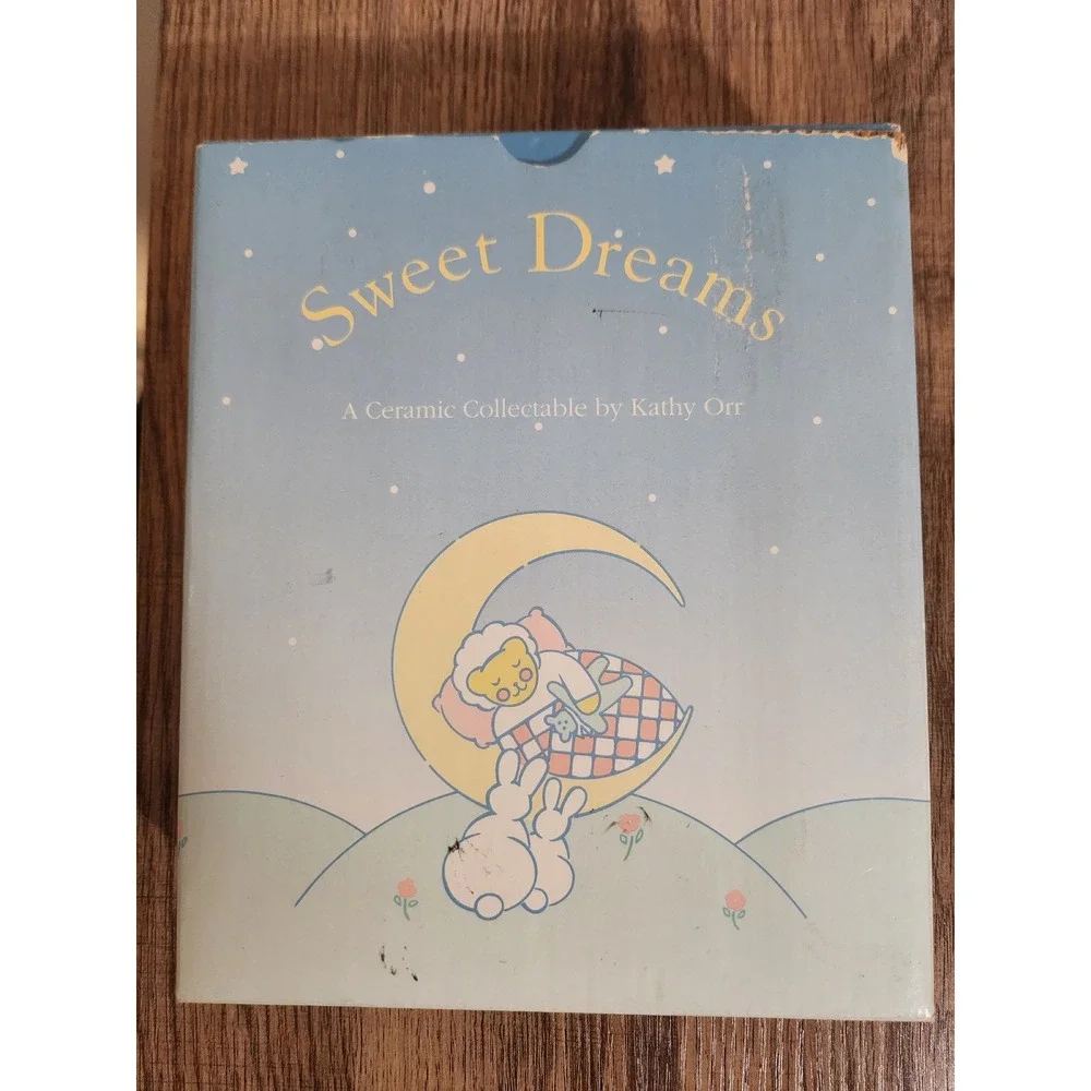Sweet Dreams Ceramic Collectible by Kathy Orr Teddy Bear Moon Night Light